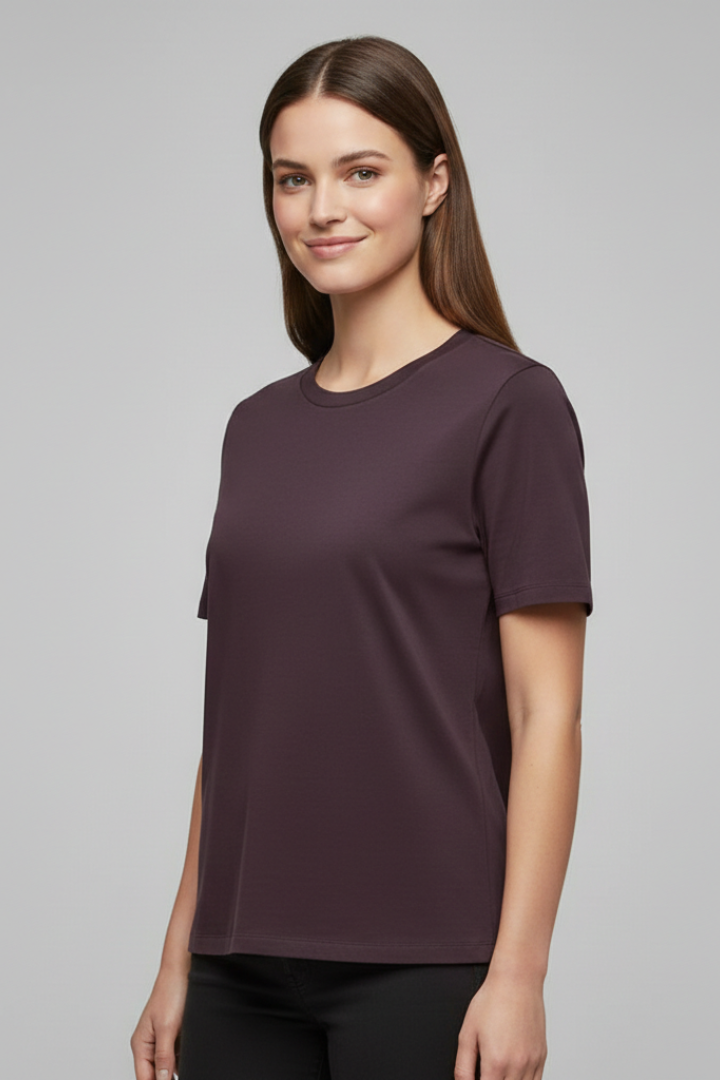 T-shirt da Donna con Scollo Rotondo e Maniche Corte