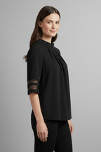 T-shirt da Donna a Collo Alto con Maniche in Mesh