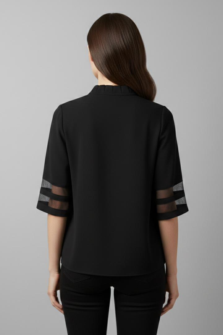 T-shirt da Donna a Collo Alto con Maniche in Mesh