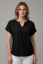 T-shirt da Donna con Scollo a Intaglio e Ricamo a Occhielli