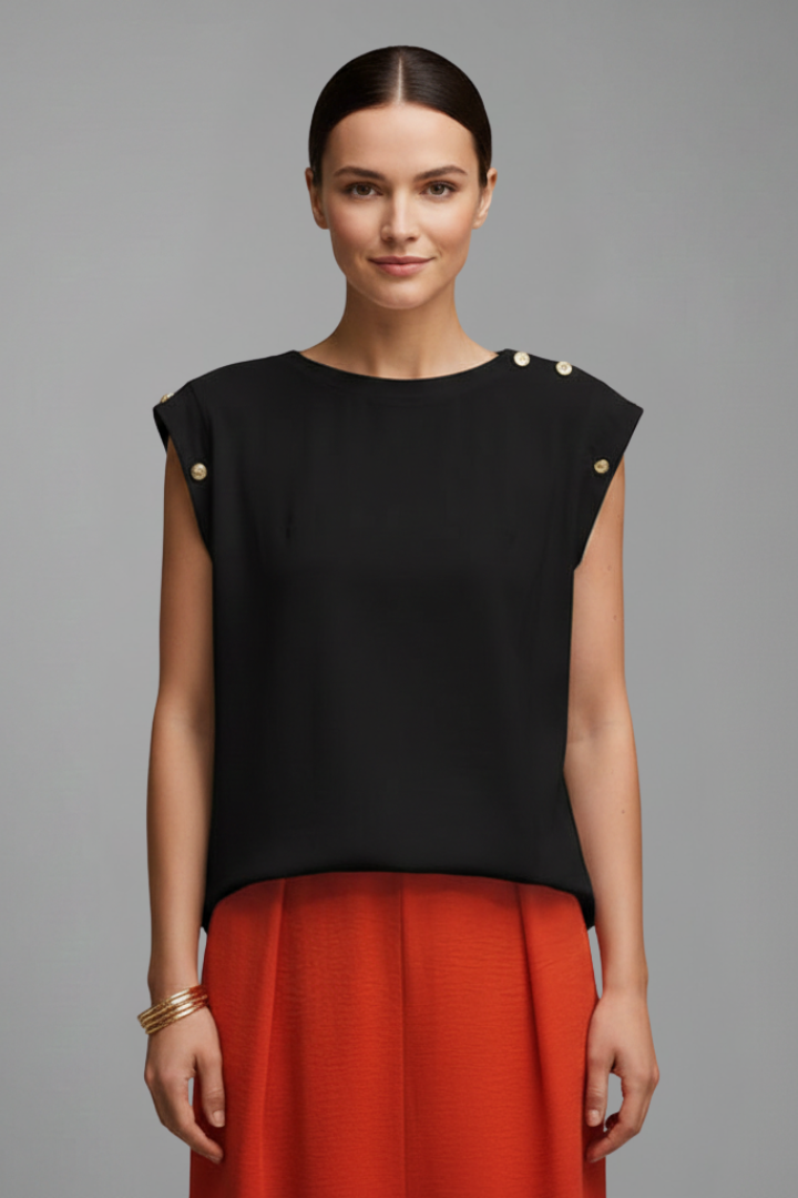 T-shirt da Donna con Scollo Rotondo e Taglio Senza Maniche