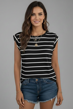 T-shirt da Donna con Scollo Rotondo e Taglio Senza Maniche